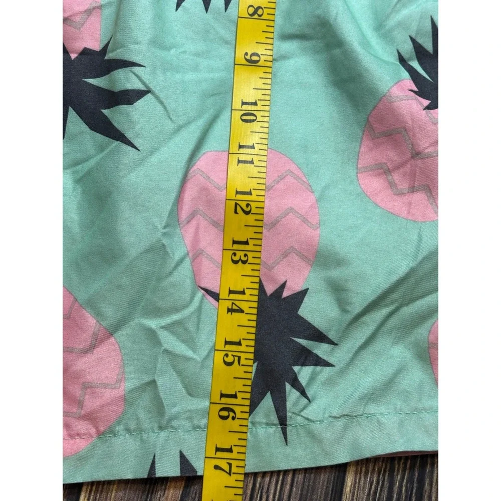 Free Planet Swim Trunks Mens L Mint Green Pink Pineapple Tropical Board Shorts